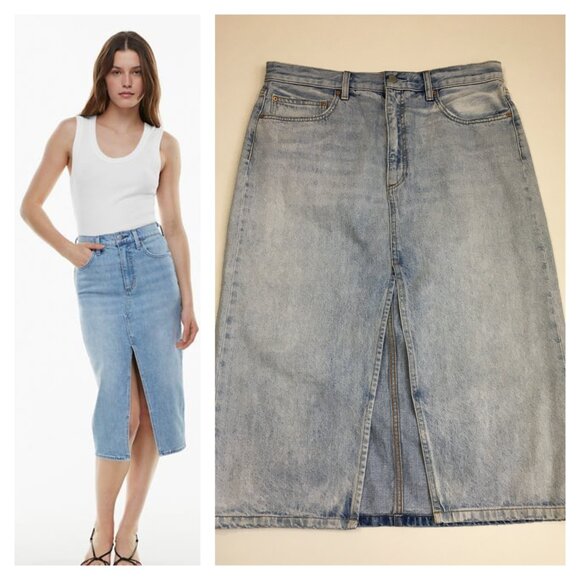 DENIM FORUM Aritzia Light Wash The 90's Halle Organic Cotton Denim Skirt - Picture 1 of 14